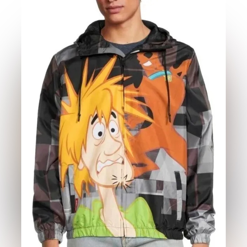 MEMBERS ONLY SCOOBY doo shaggy hooded windbreaker jacket Small